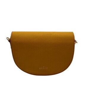 Kedzie Yellow Pebbled Faux Leather Half-Moon Crossbody Bag